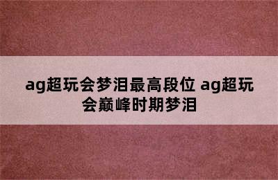 ag超玩会梦泪最高段位 ag超玩会巅峰时期梦泪